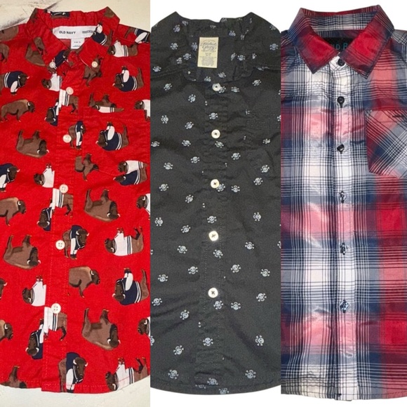 Old Navy, Faded Glory, & Bold Blue Boys Button Down Shirts, Size 6/7 - Picture 1 of 10
